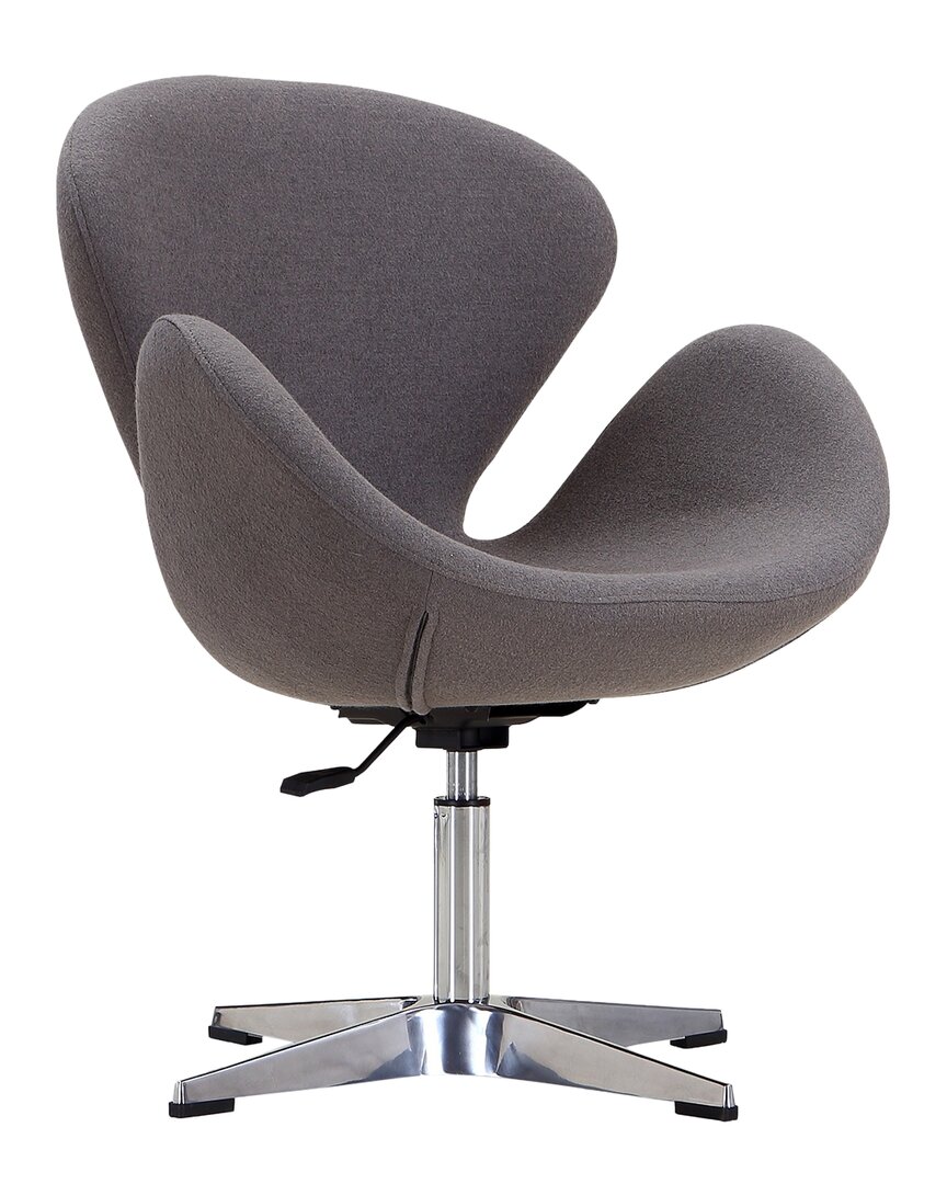 Manhattan Comfort Raspberry Adjustable Swivel Chair In Grey And Poli