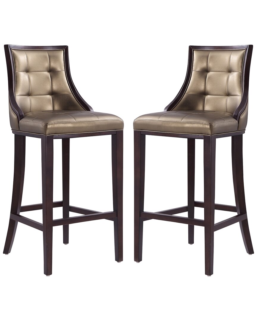 Manhattan Comfort Fifth Avenue Bar Stool In Bronze And Walnut
