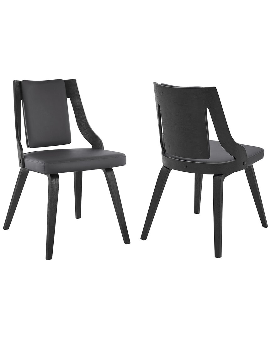Armen Living Aniston Wood Dining Chairs, Set Of 2 In Gray