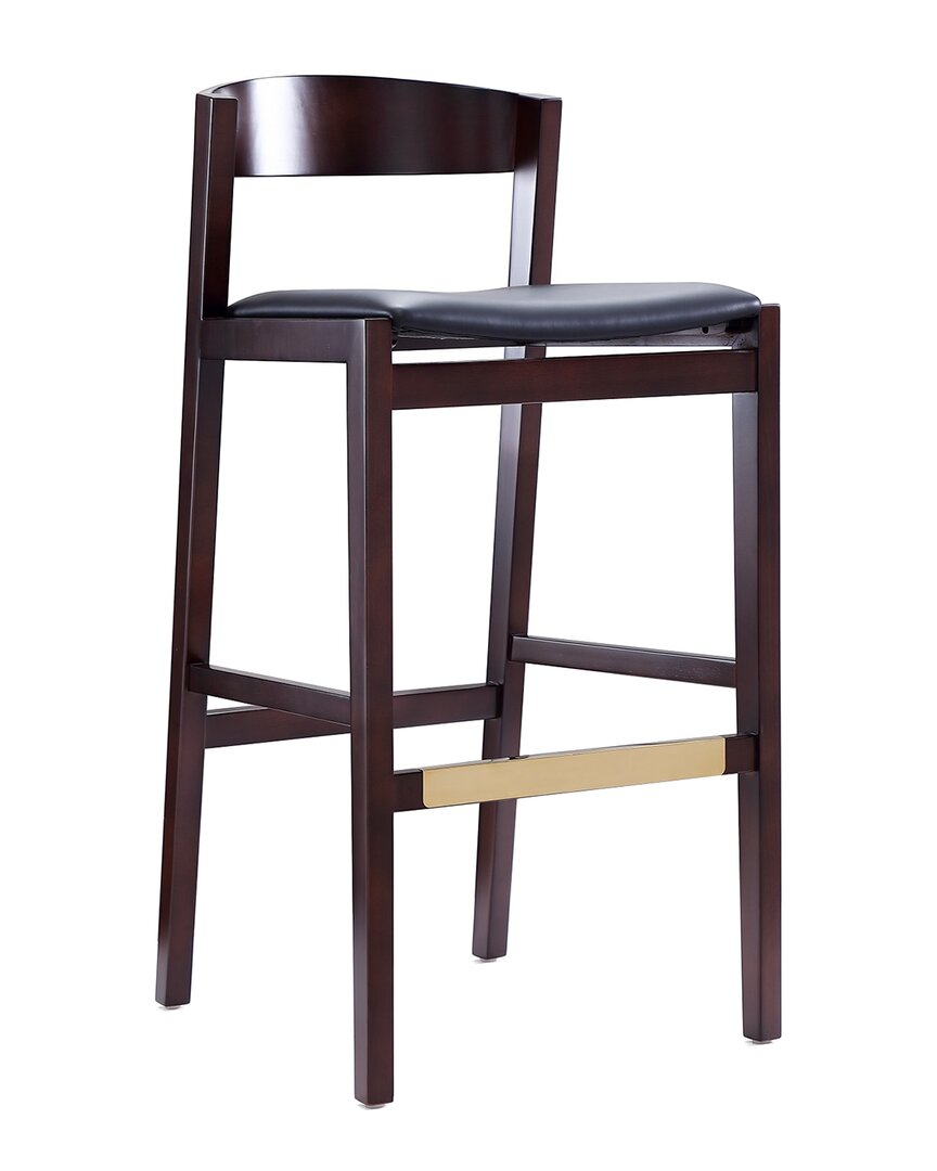 Manhattan Comfort Klismos Barstool In Black And Dark Walnut