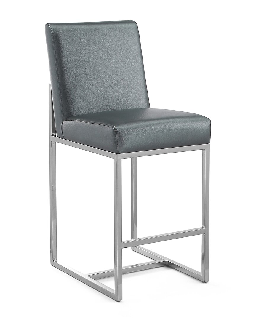 Manhattan Comfort Element 24 Faux Leather Counter Stool In Graphite In Green