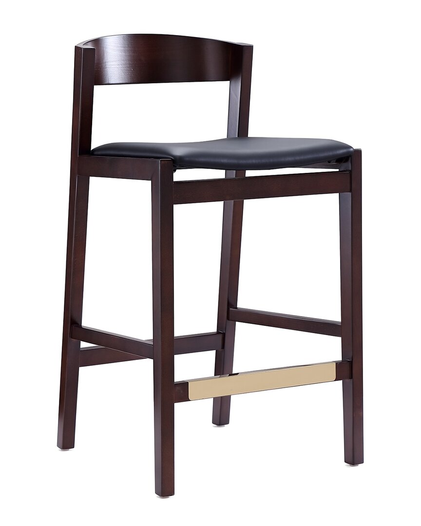Manhattan Comfort Klismos Counter Stool In Black And Dark Walnut