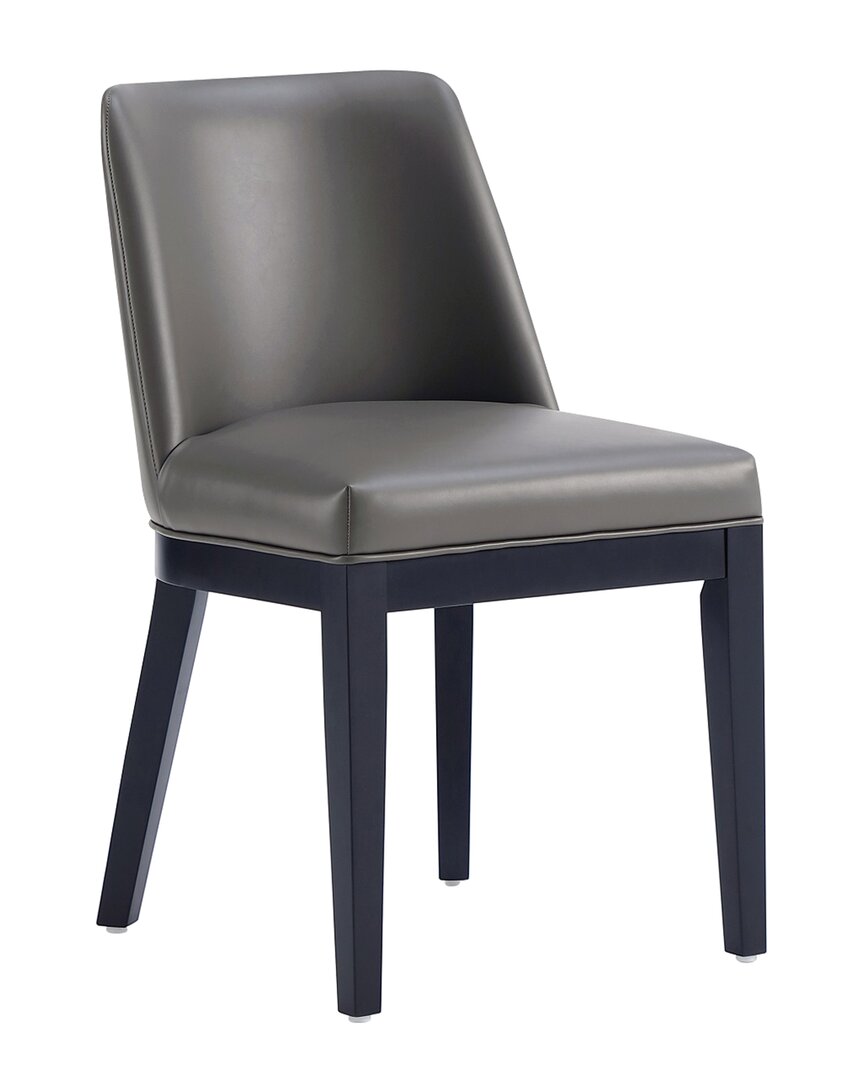 Manhattan Comfort Gansevoort Faux Leather Dining Chair In Pebble Gre