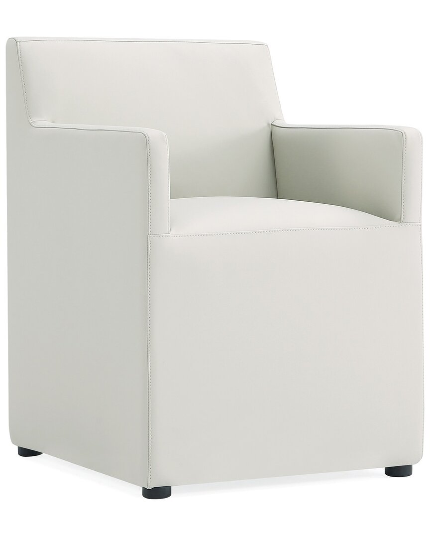 Manhattan Comfort Anna Square Faux Leather Dining Armchair In Light
