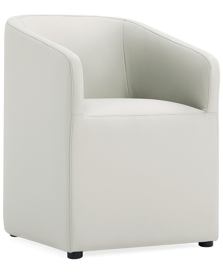 Manhattan Comfort Anna Round Faux Leather Dining Armchair In Light S