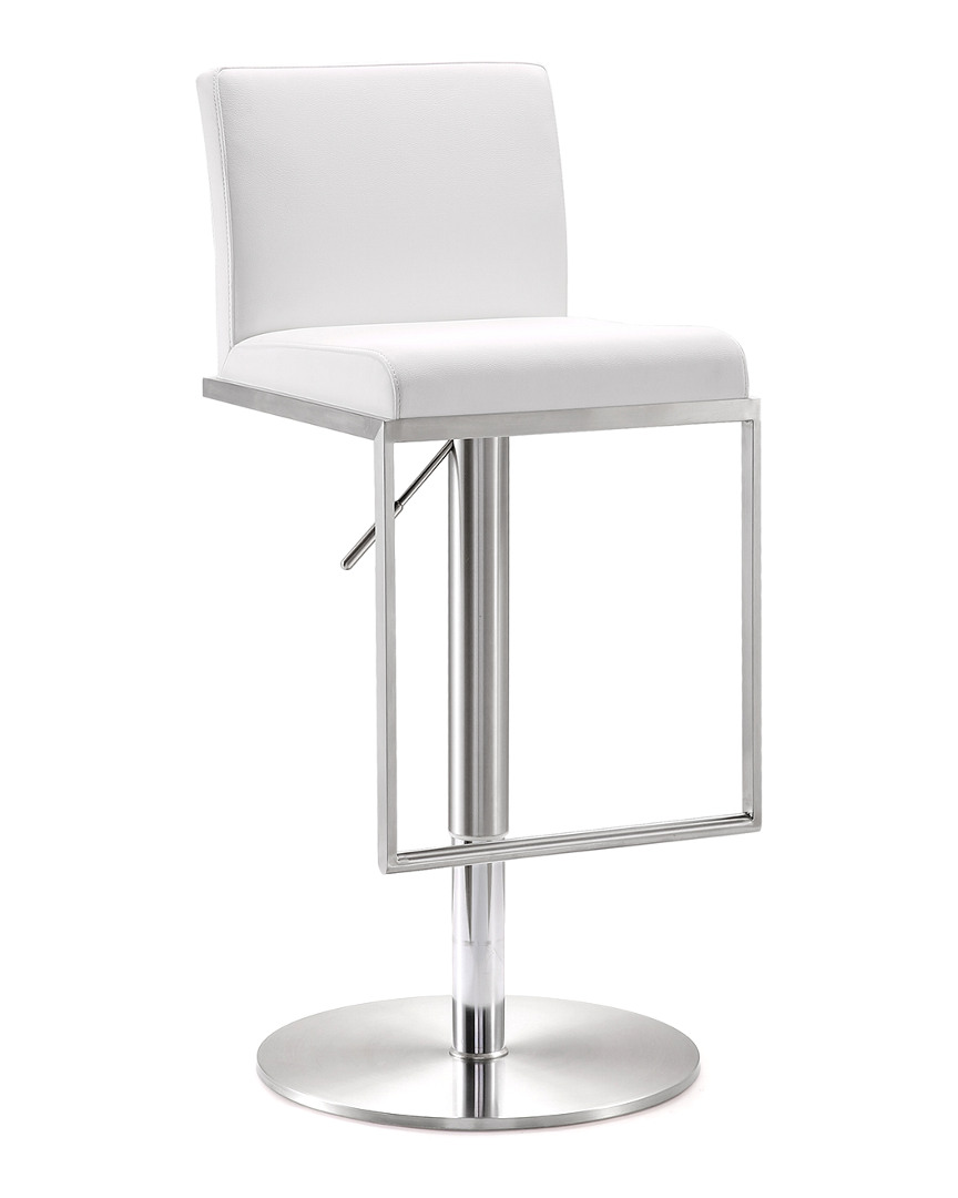 Tov Furniture Amalfi White Steel Adjustable Barstool