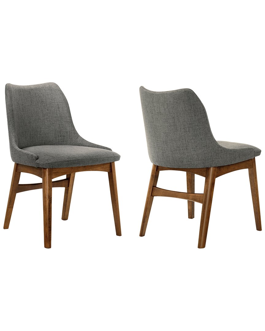 Armen Living Azalea Walnut Wood Dining Side Chairs, Set Of 2 In Charcoal