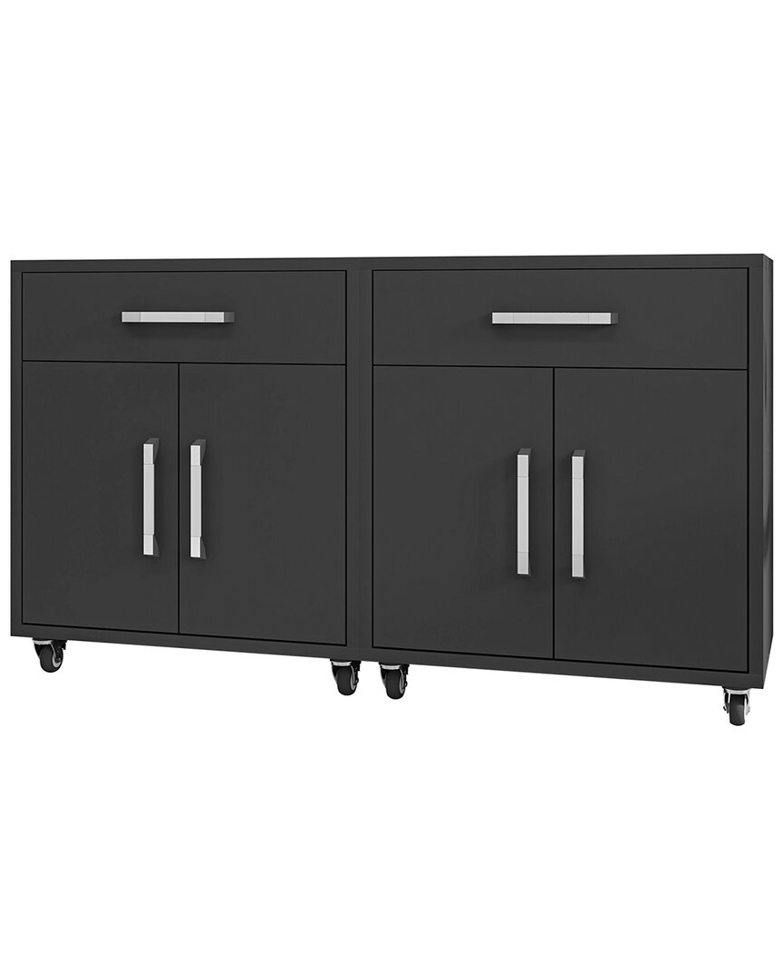 Manhattan Comfort Set Of 2 Eiffel Mobile Garage Cabinets