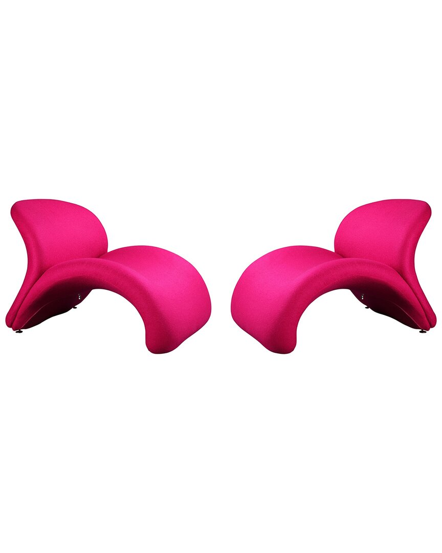 Manhattan Comfort Set Of 2 Rosebud Accent Chairs In Fuchsia