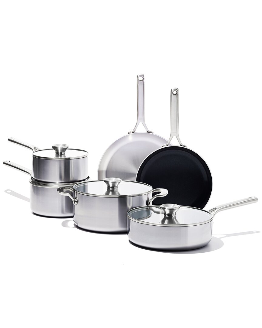 Oxo Tri-ply Stainless Steel 10pc Cookware Set In Silver