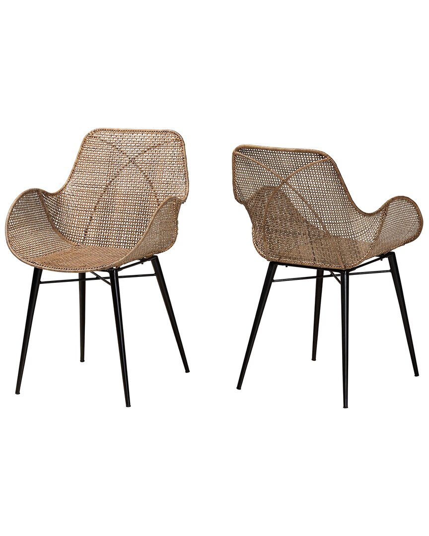 Baxton Studio Set Of 2 Ballerina Modern Bohemian Rattan Dining Chairs