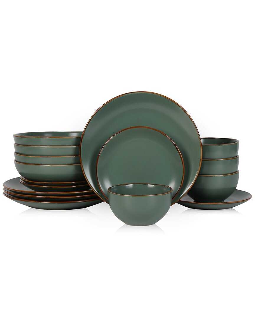 Stone Lain Brasa Green Stoneware 16pc Dinnerware Set