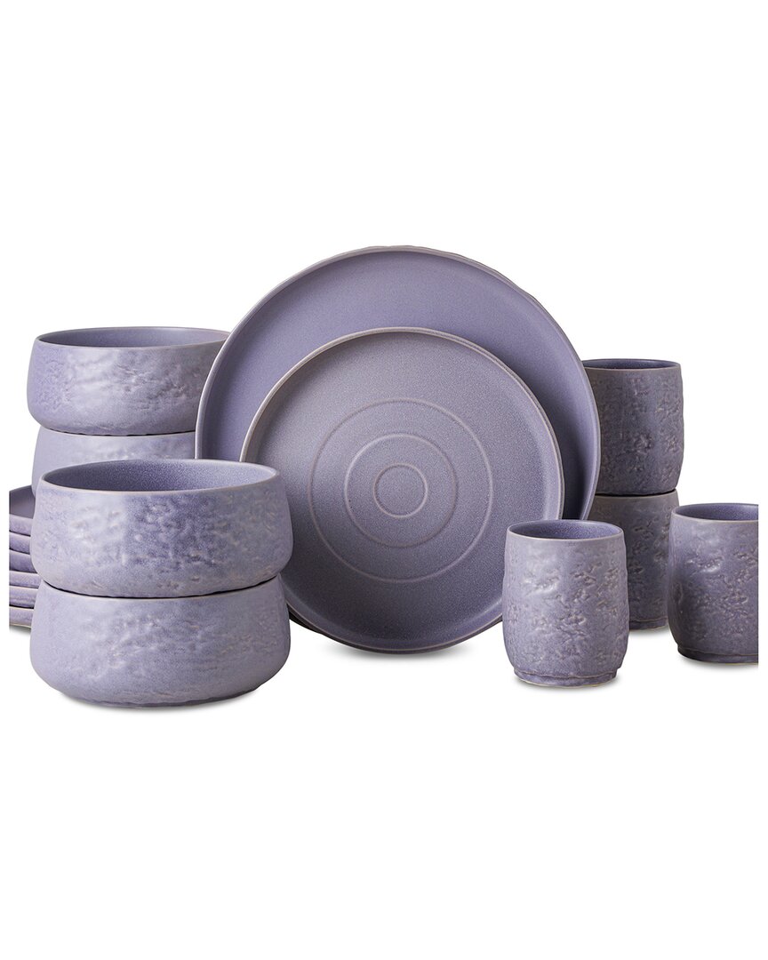Stone By Mercer Project Stone Lain By Mercer Project Shosai 16pc Stoneware Dinnerware Set In Lavender