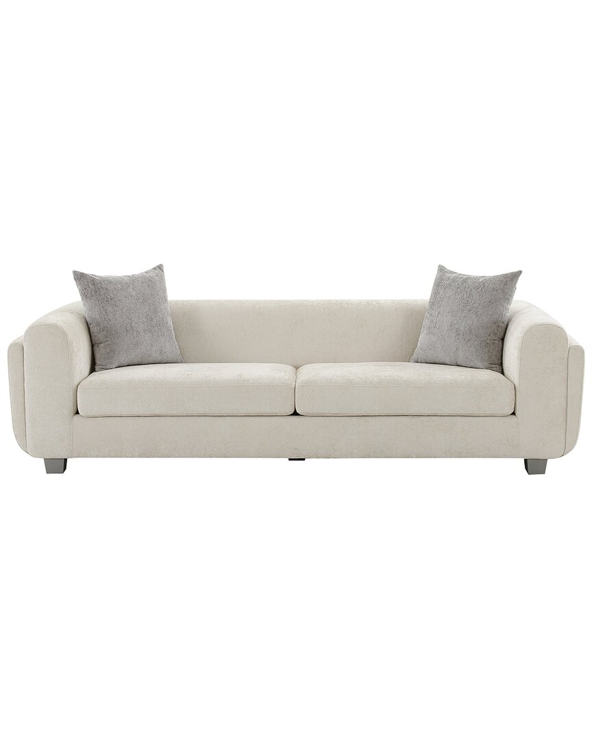 Pasargad Home Bergamo Sofa With 2 Pillows In Ivory