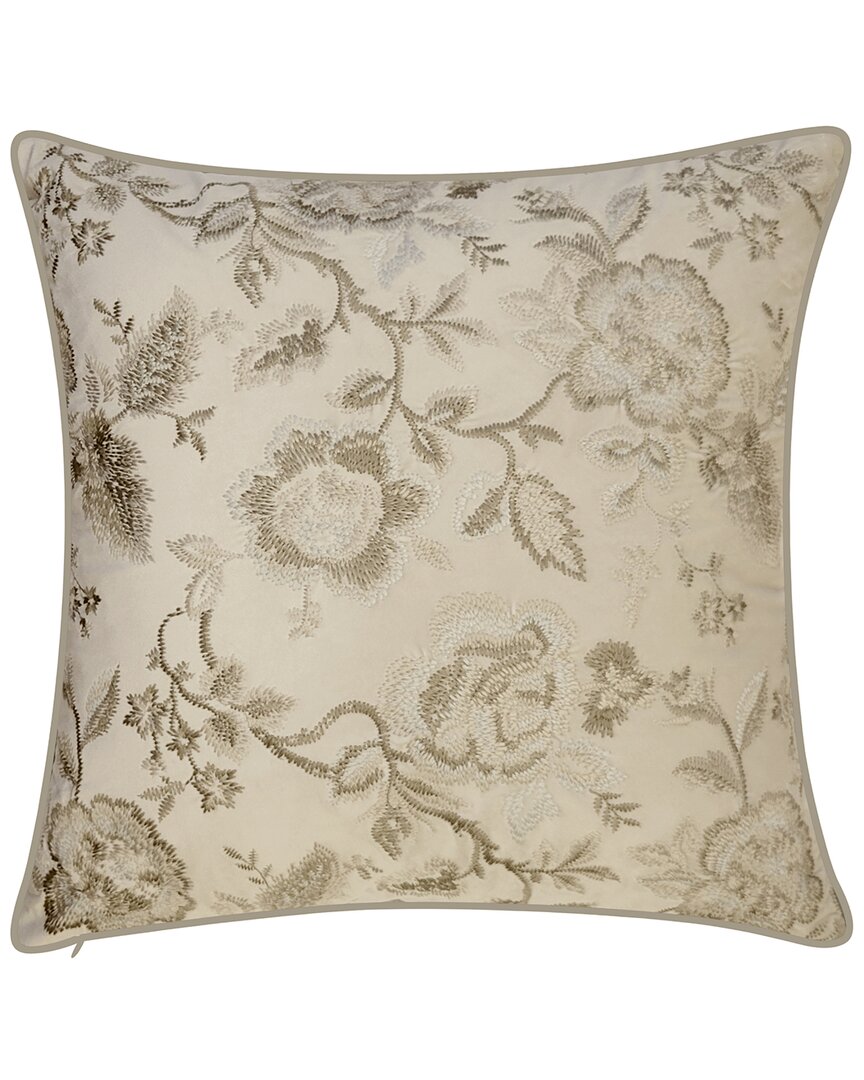 Shop Edie Home Edie@home Velvet Crewel Embroidery Decorative Pillow In Brown