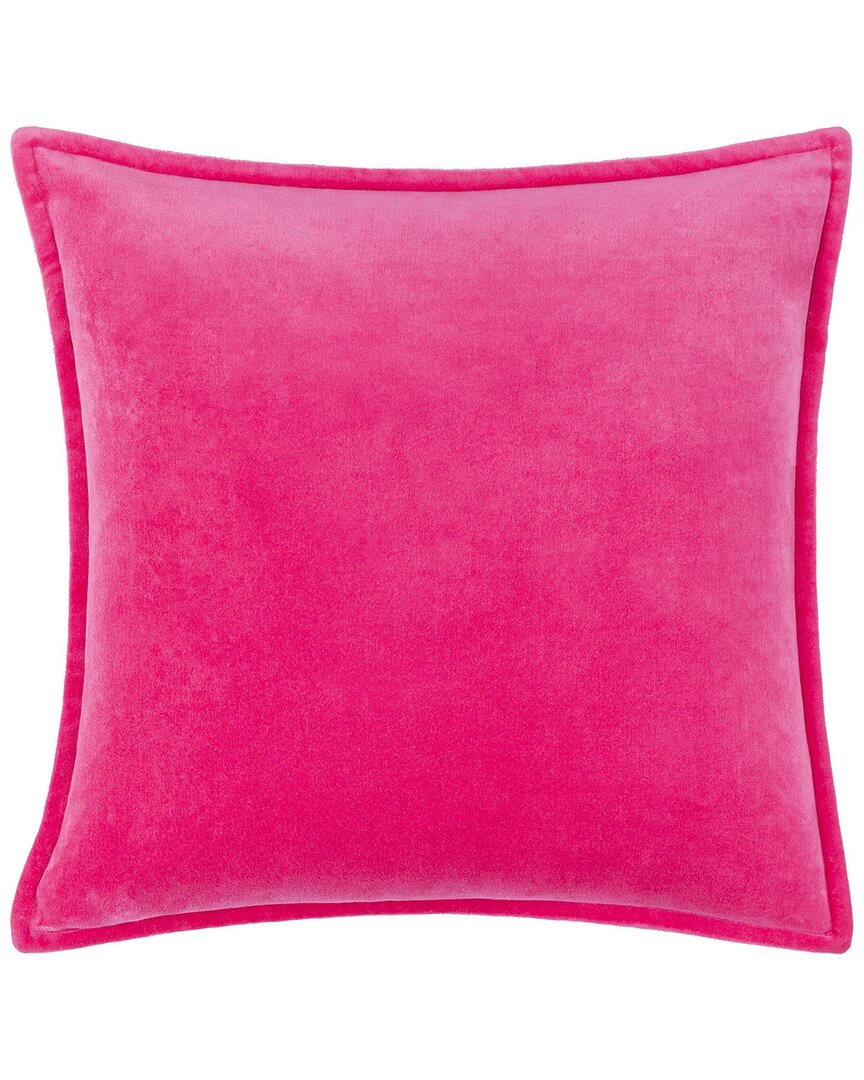 Surya Cotton Velvet Rose Accent Pillow