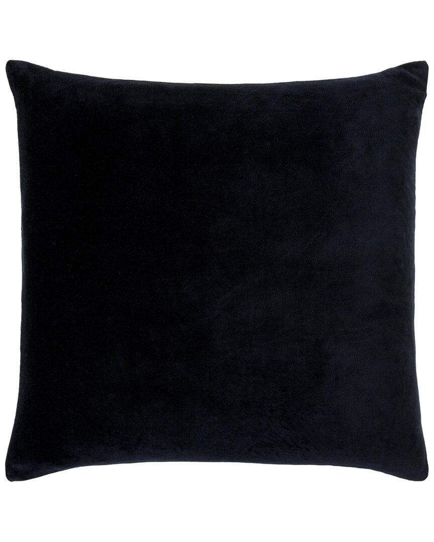 Surya Cotton Velvet Lumbar Pillow In Black