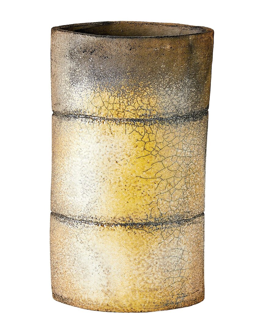 Global Views Large Stacked Vase In Yellow