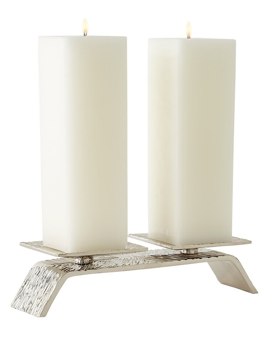 Shop Global Views Double Torch Candleholder In Nickel