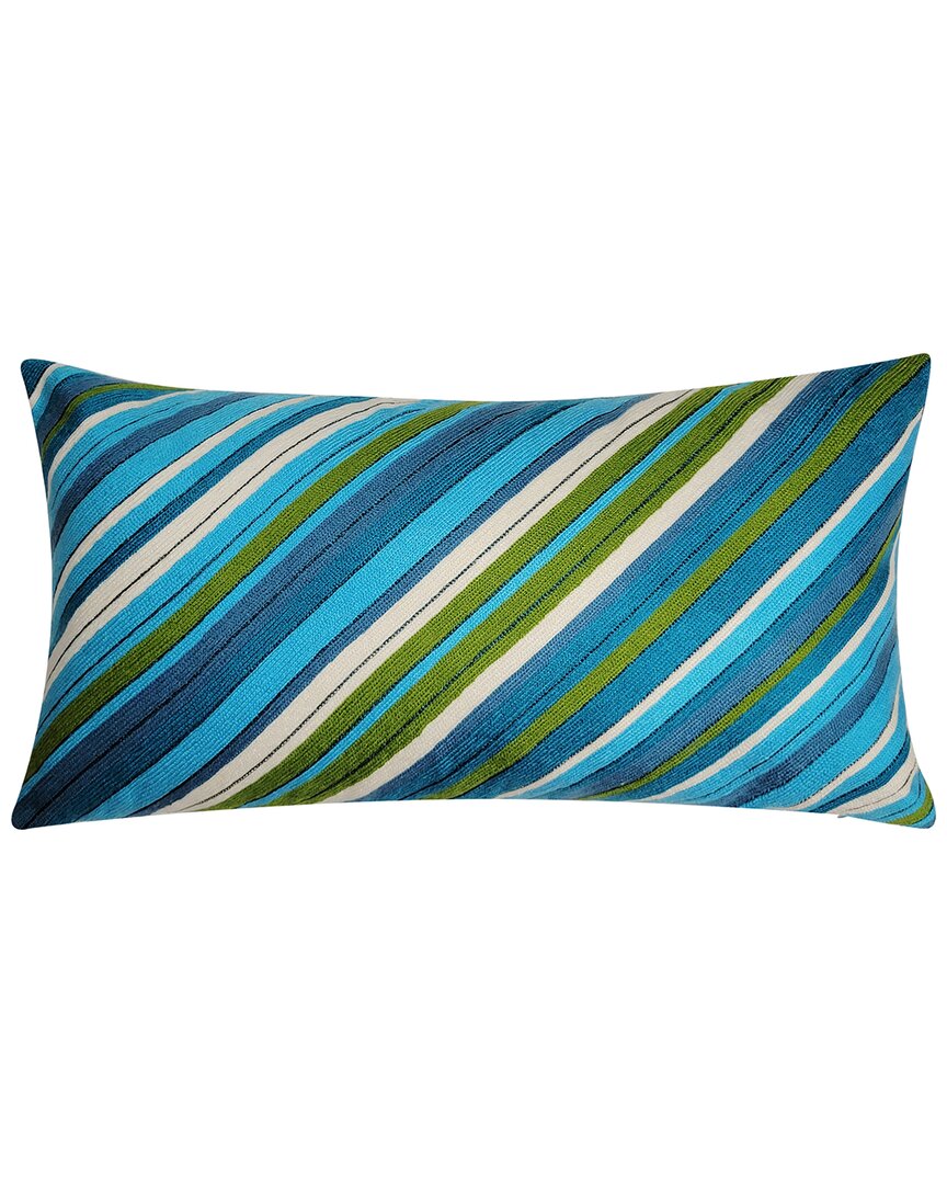 Edie Home Indoor/outdoor Ombre Bias Crewel Embroidered Stripe Decorative Pillow