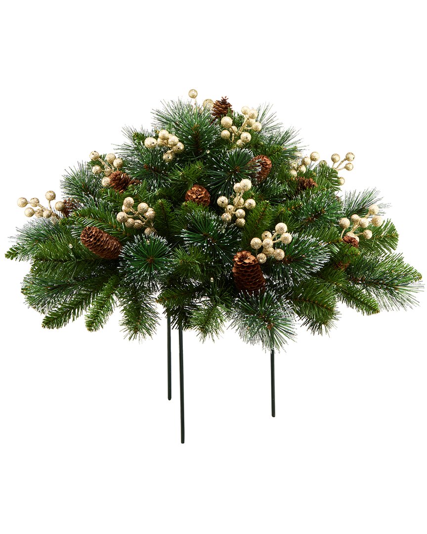 National Tree Company 18in Crestwood Gold Spruce Urn Filler In Green