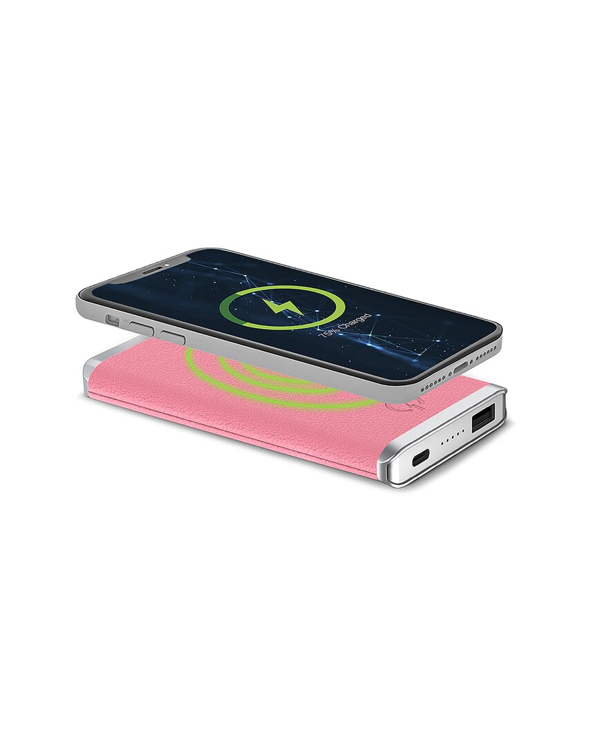 Phunkee Tree Leather Wireless Charging Power Bank In Pink