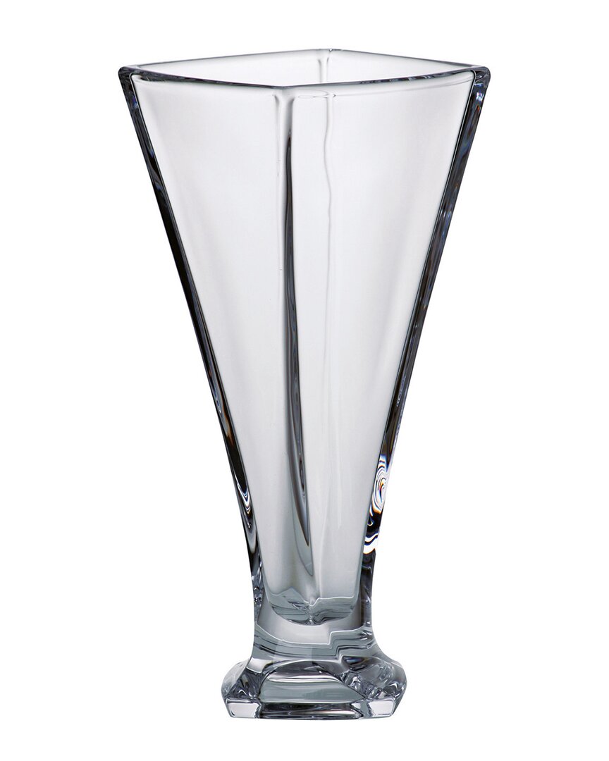 Barski Crystalline 11in Footed Vase With A Twist In Transparent