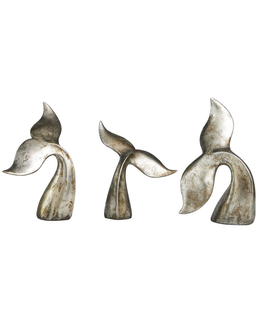 Peyton Lane Set Of 3 Whale Sculptures In Silver