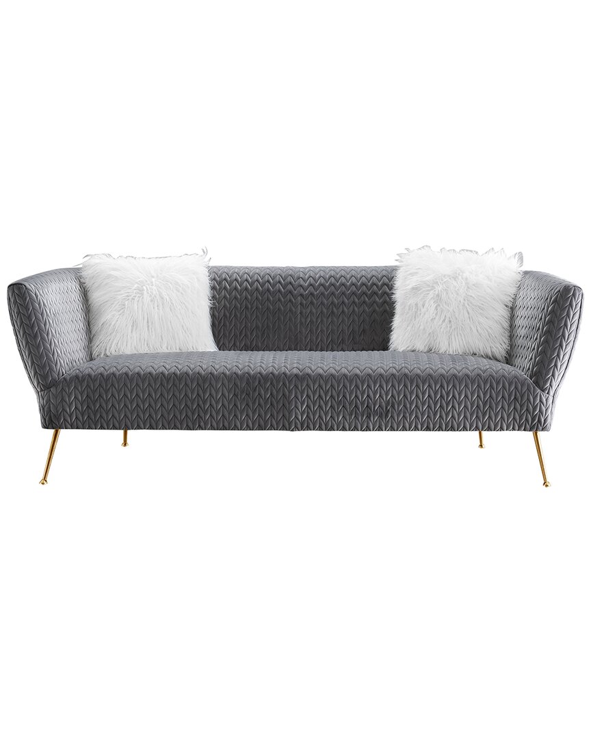 Pasargad Home Noho Collection Lafayette Velvet Sofa In Grey