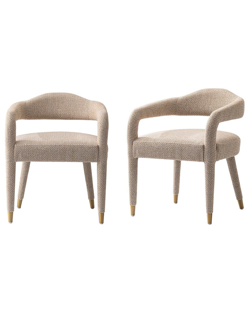 Manhattan Comfort Modern Aspen Tweed Dining Armchair In Gold