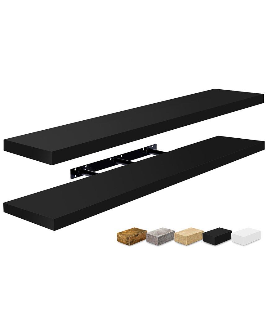 Sorbus Set Of 2 Extra-large Floating Shelves In Black