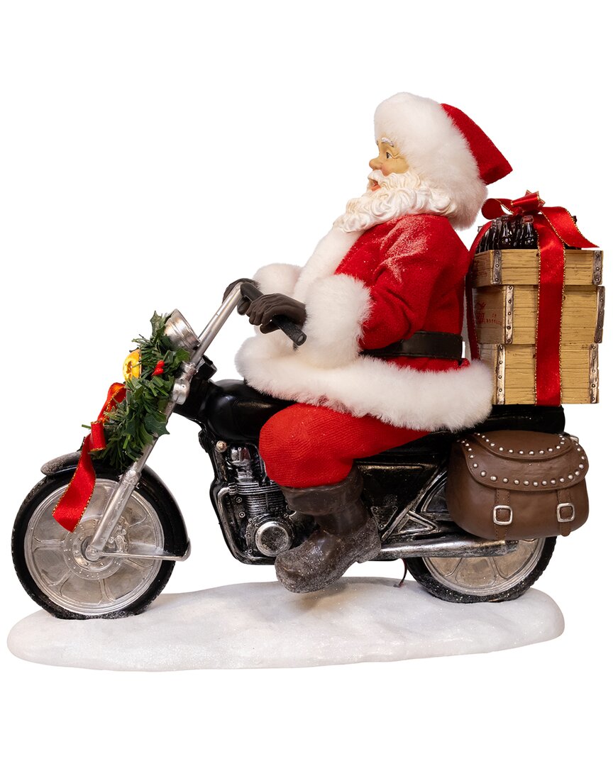 Kurt Adler 10.5in Coca-cola Fabriché Battery Operated Santa On Motorcycle With  Led Lighted Headligh In Multi