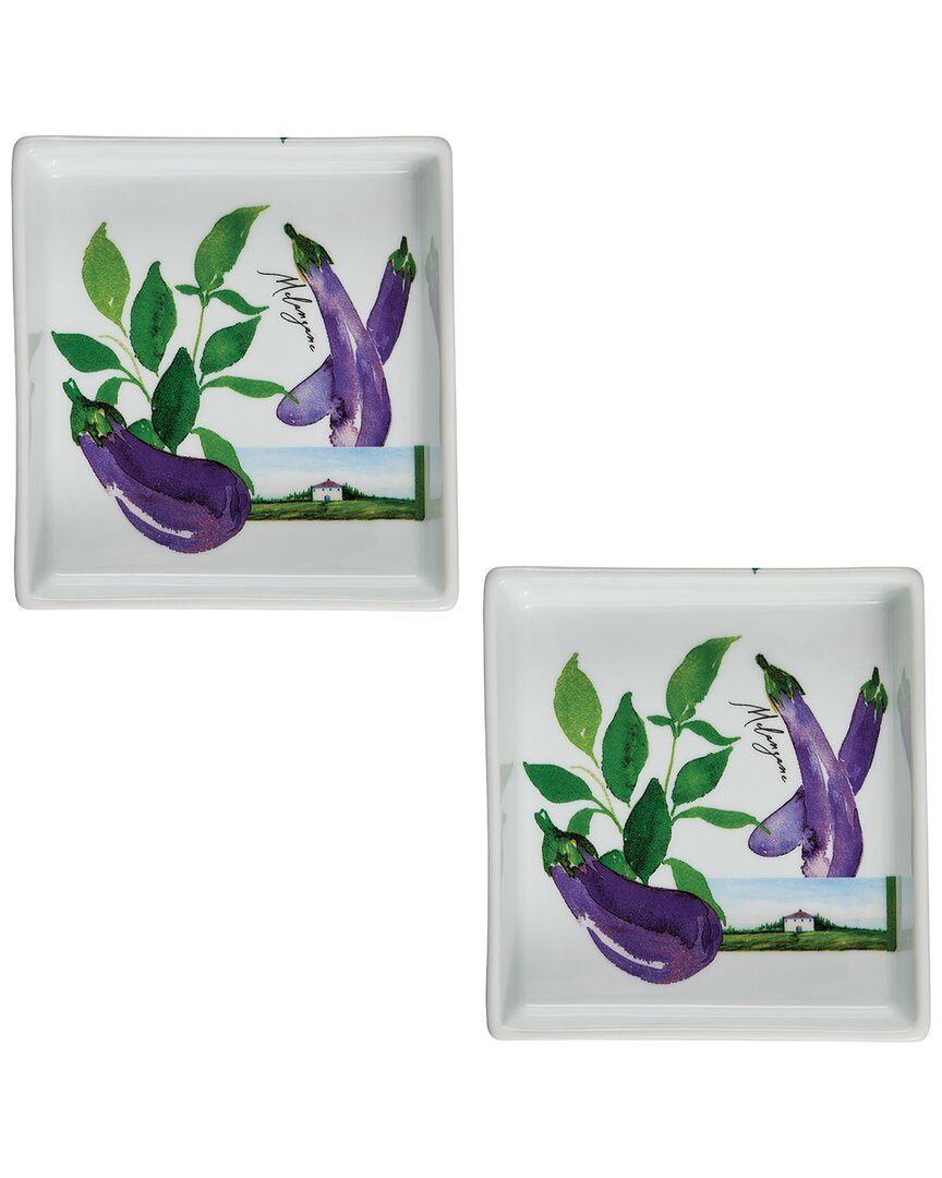 Rosanna Set Of 2 Antipasto Sfizioso Trays: Eggplant In Multi