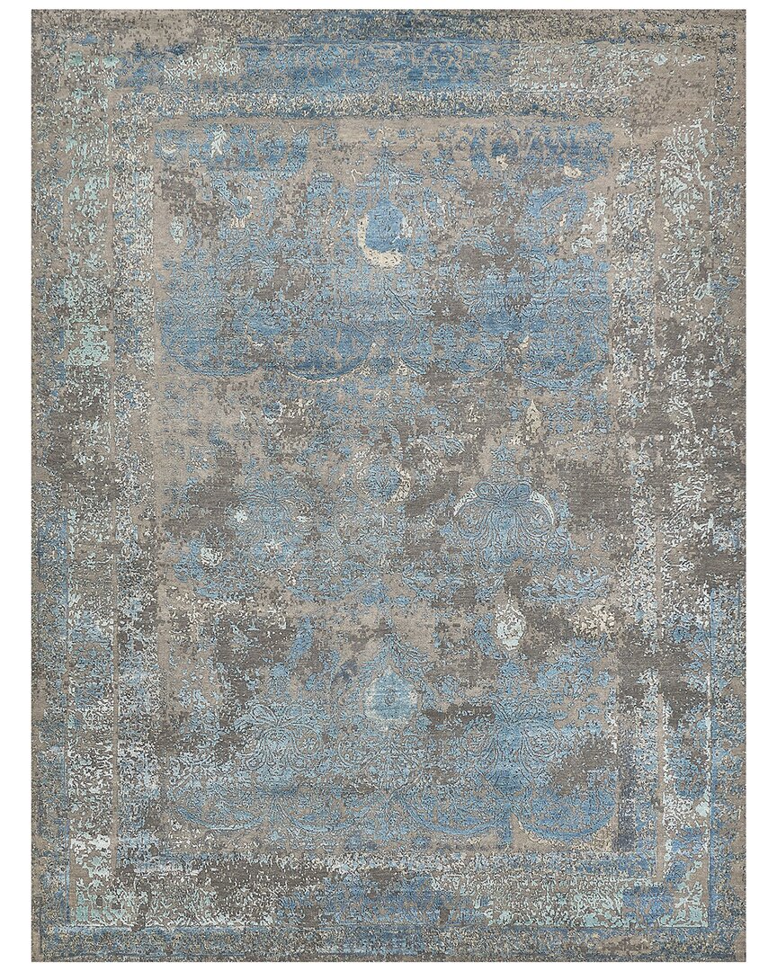 Exquisite Rugs Maison Hand-knotted New Zealand Wool & Silk-blend Rug In Gray