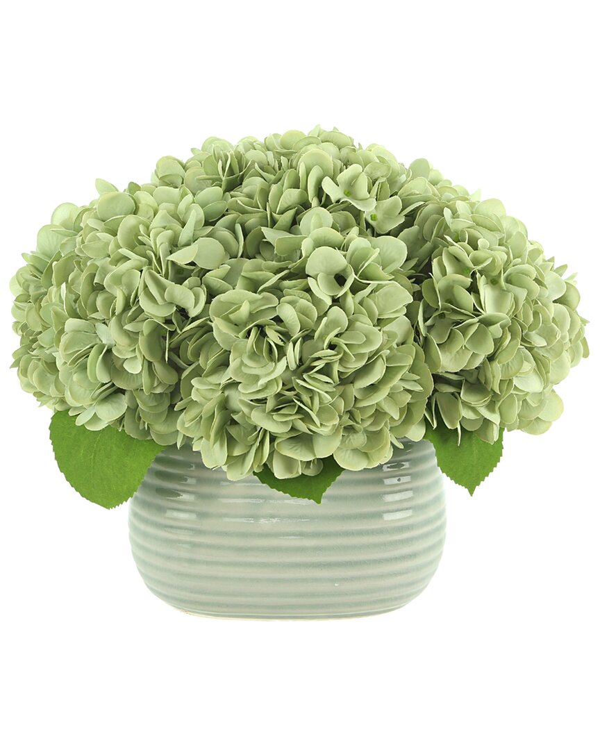 Creative Displays Green Hydrangea Arrangement In Ceramic Vase