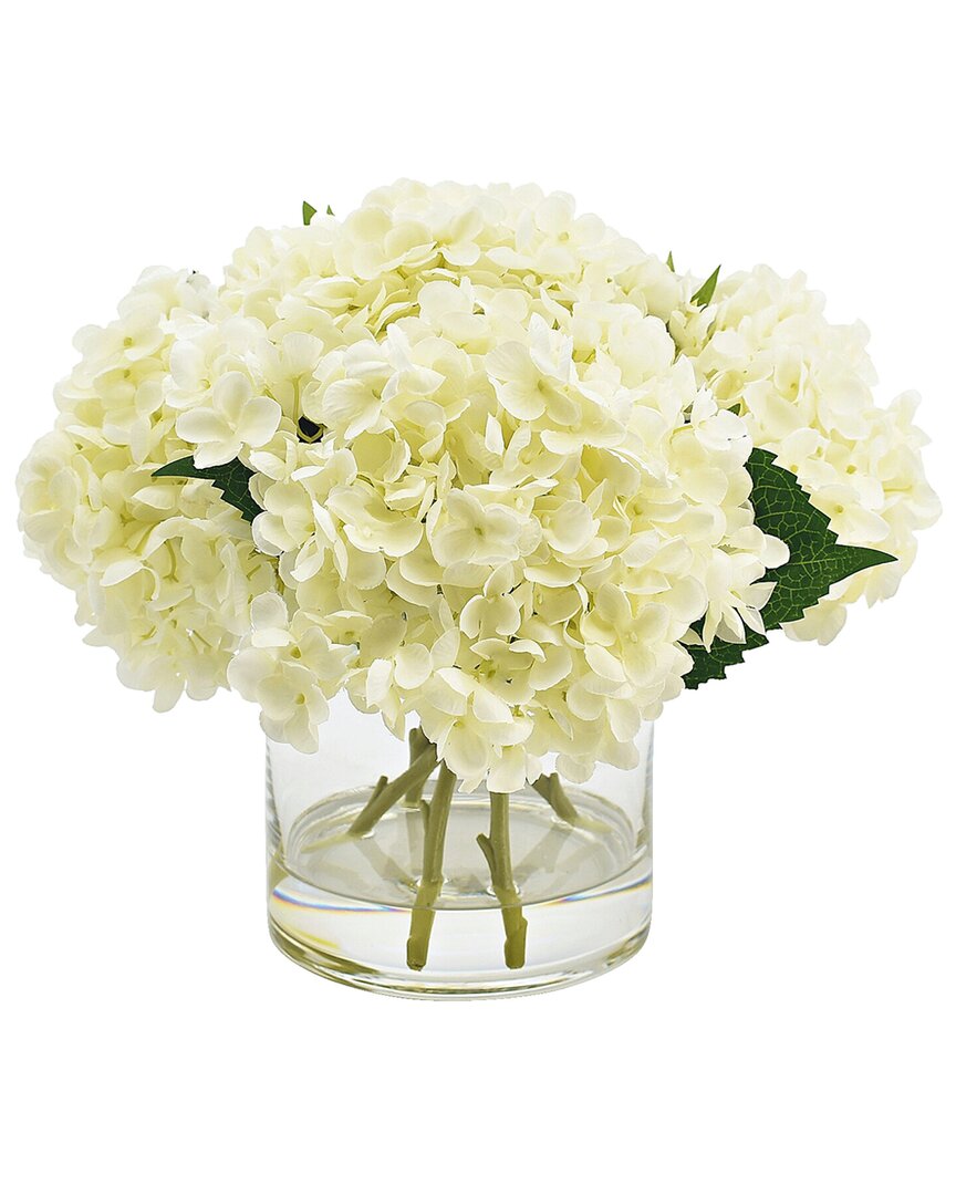 Creative Displays White Hydrangea Floral Arrangement In Glass Vase