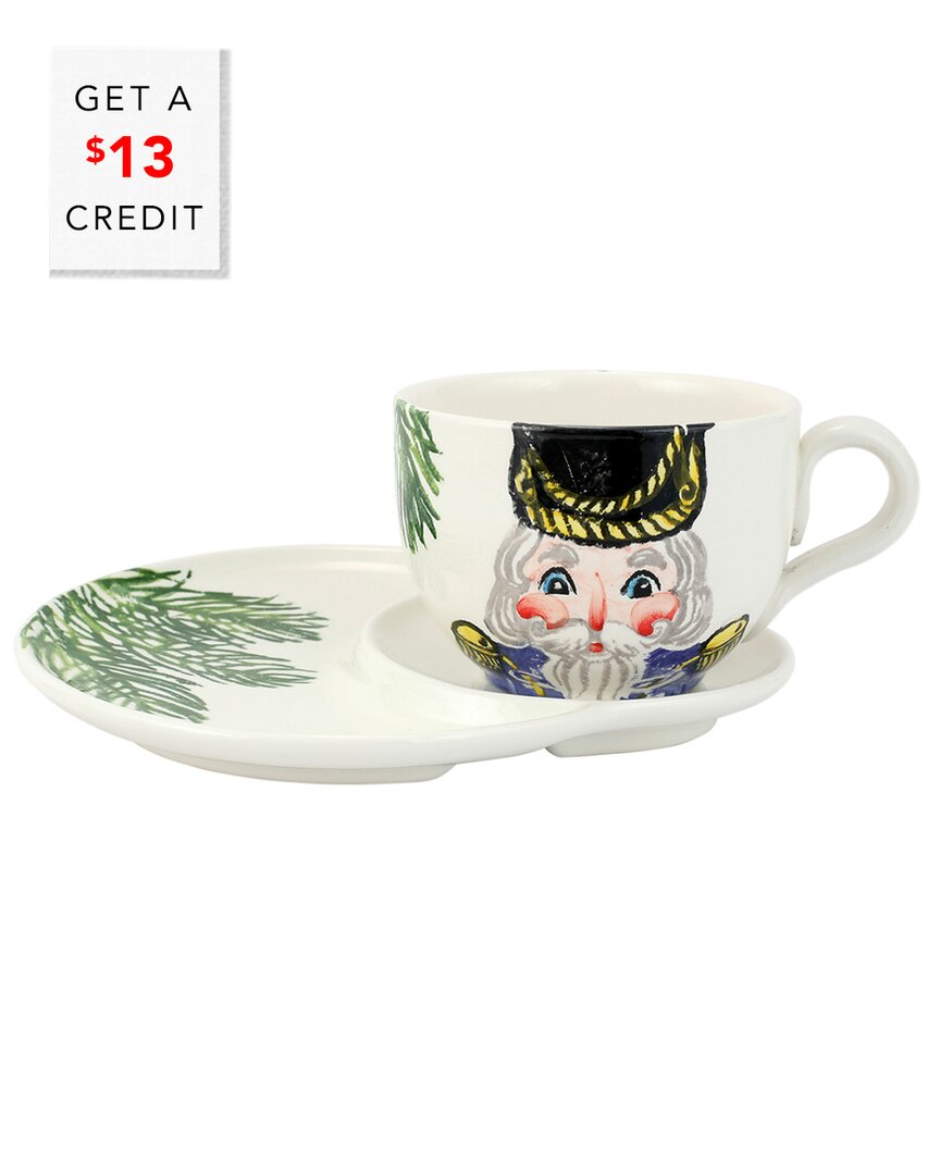 Vietri Nutcrackers 2pc Jumbo Cup & Tray With $13 Credit In Multicolor