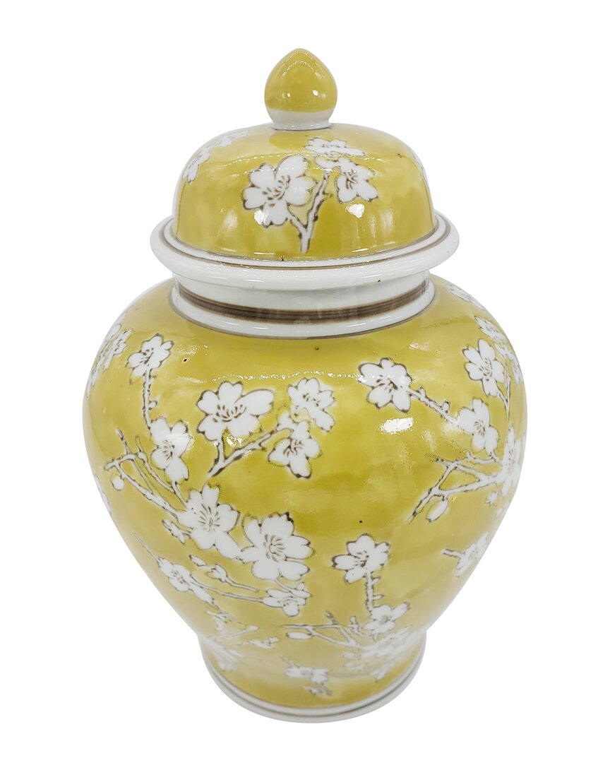 G.t. Direct Corporation Gt Direct 12in Decorative Chinoiserie Jar In Yellow