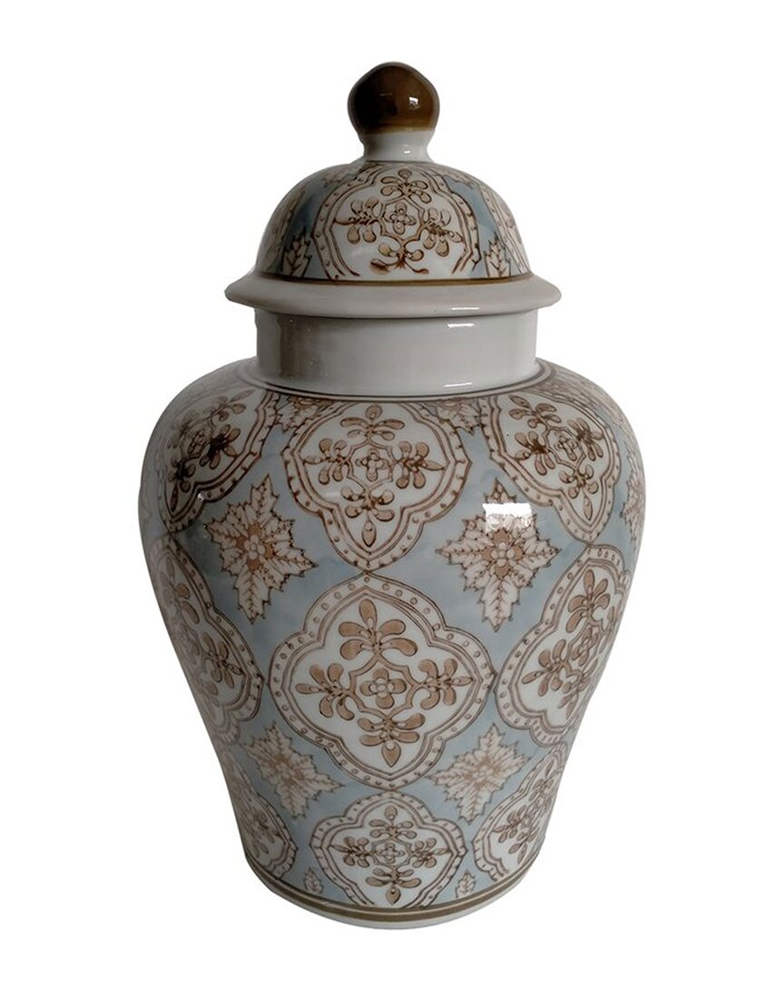 G.t. Direct Corporation Gt Direct 18in Patterned Chinoiserie Ginger Jar In Blue