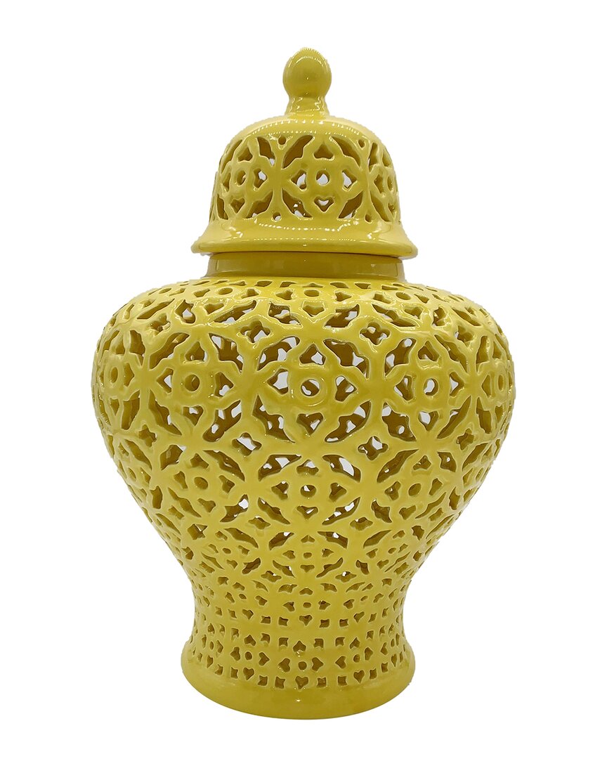 G.t. Direct Corporation Gt Direct 19.5in Lattice Ginger Pierced Jar In Yellow