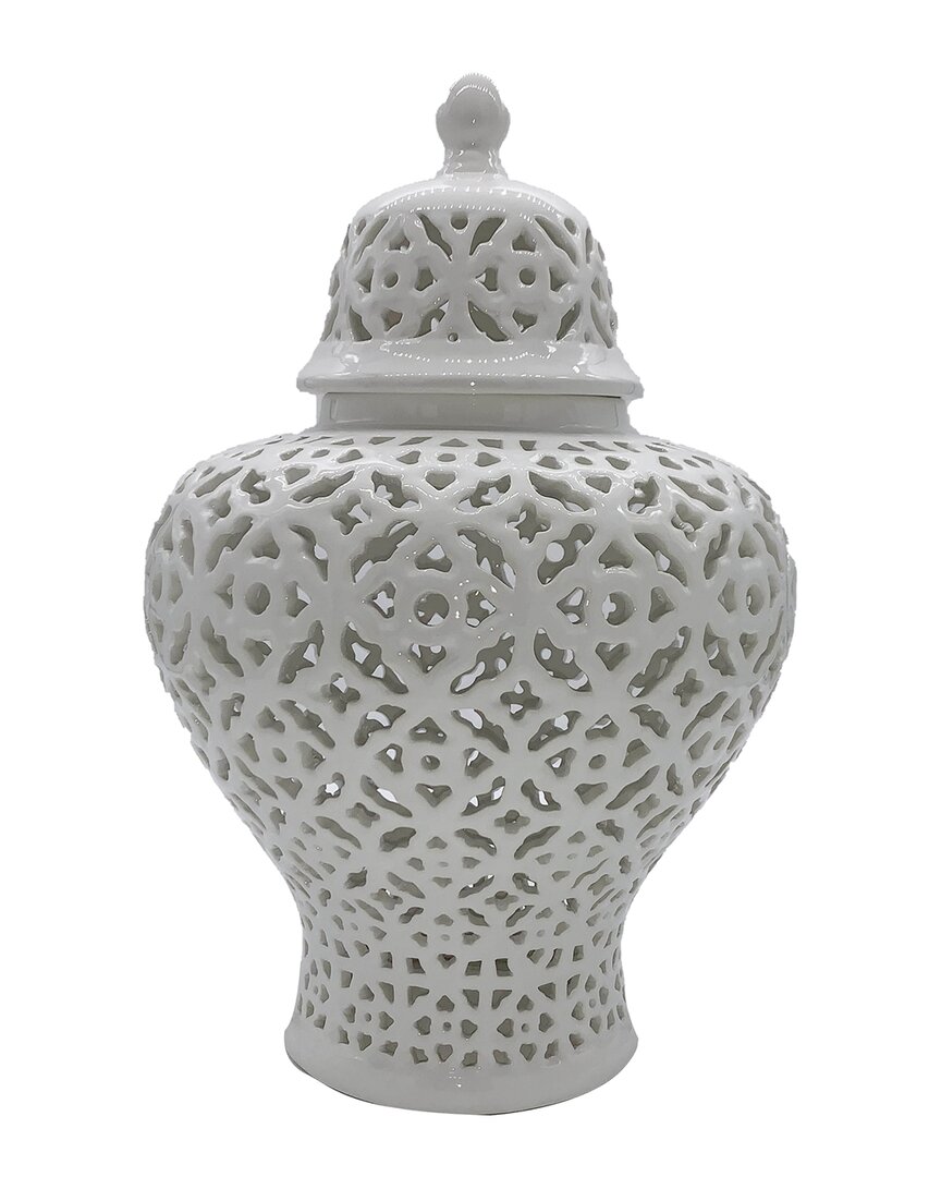 G.t. Direct Corporation Gt Direct 19.5in Lattice Ginger Pierced Jar In White