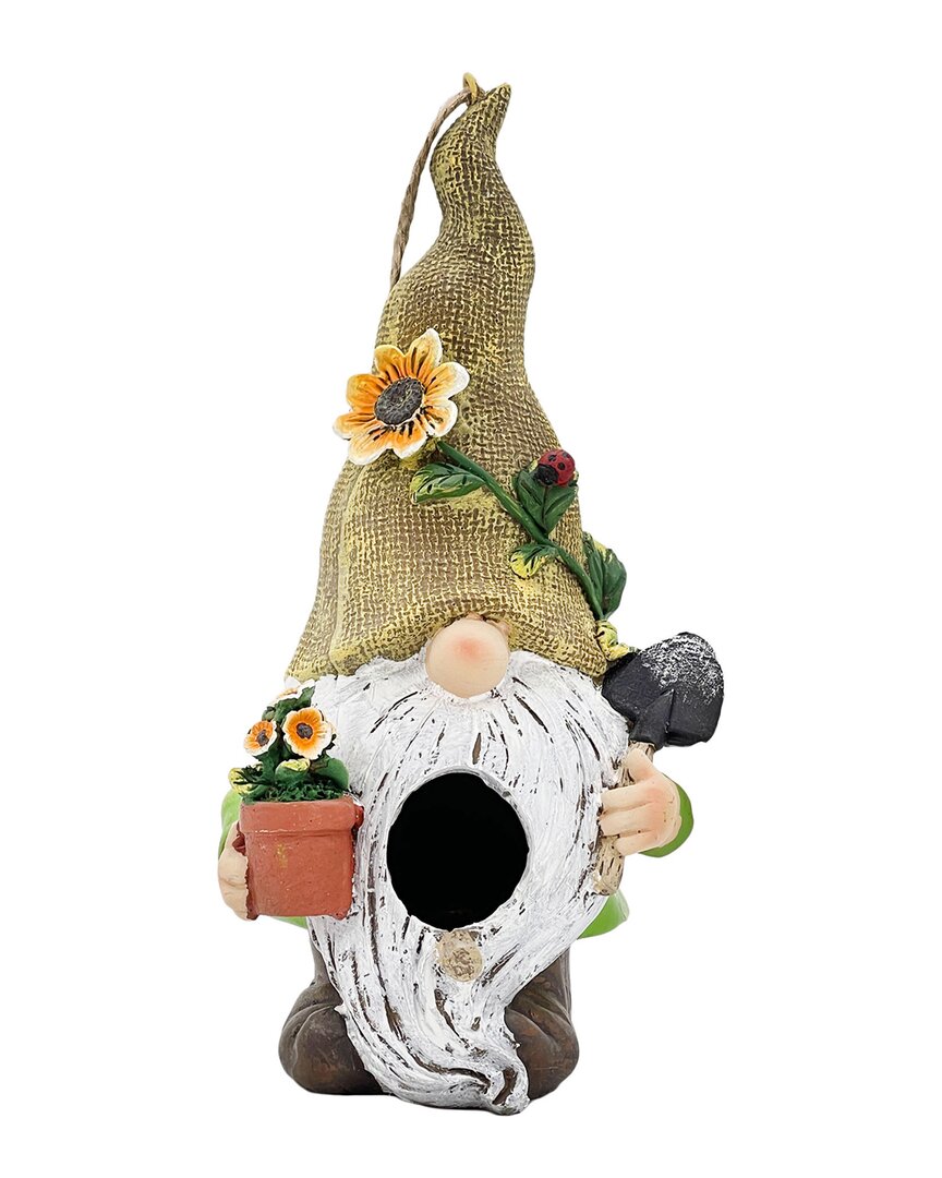 G.t. Direct Corporation Gt Direct Outdoor 10.2in Gnome & Birdhouse Statue In Multicolor