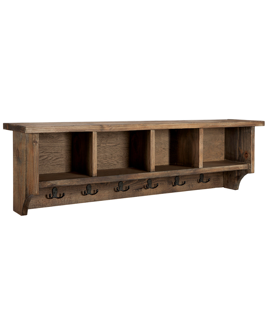 Alaterre Pomona 48in Metal And Wood Entryway Coat Hook With Storage Cubbies
