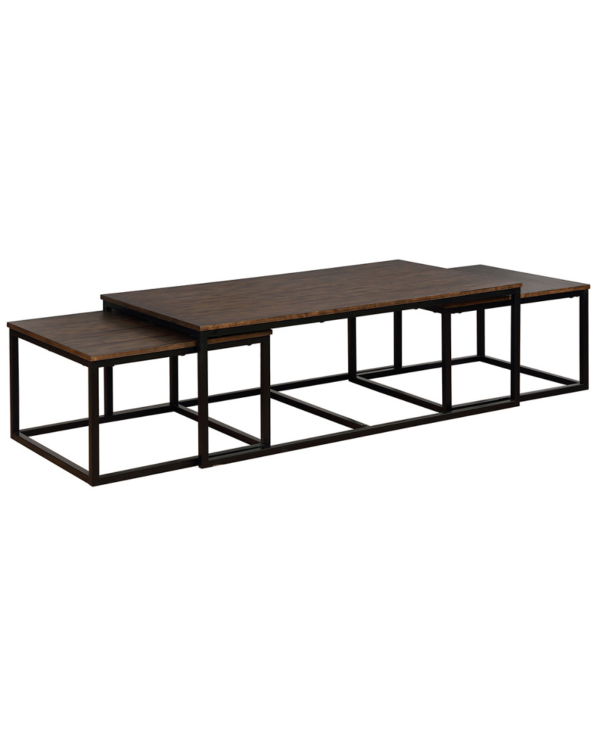 Alaterre Arcadia Acacia Wood 54in Coffee Table With Nesting Tables