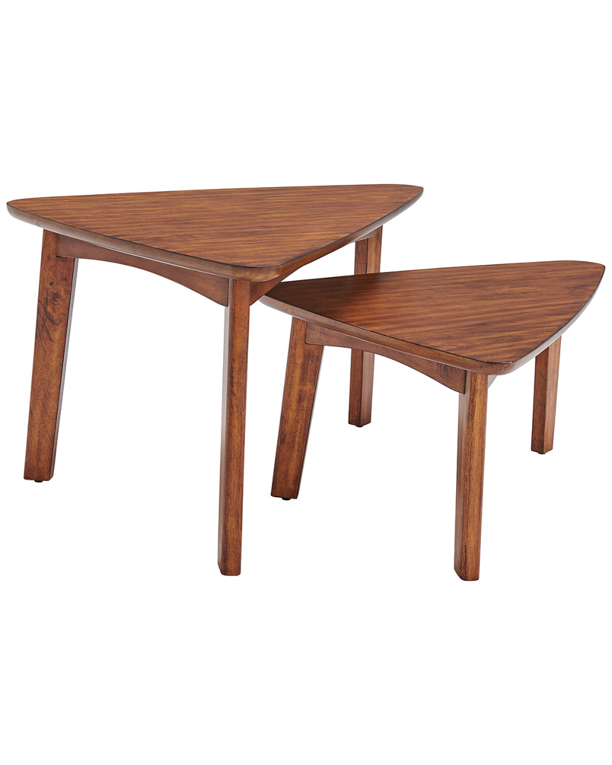 Alaterre Monterey 40in Triangular Set Of Two Mid-century Modern Nesting Tables