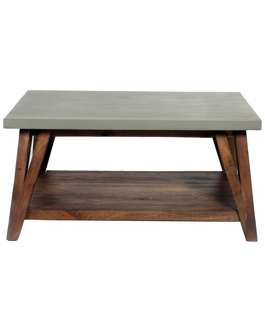 Alaterre Brookside 36inw Wood With Concrete-coating Coffee Table