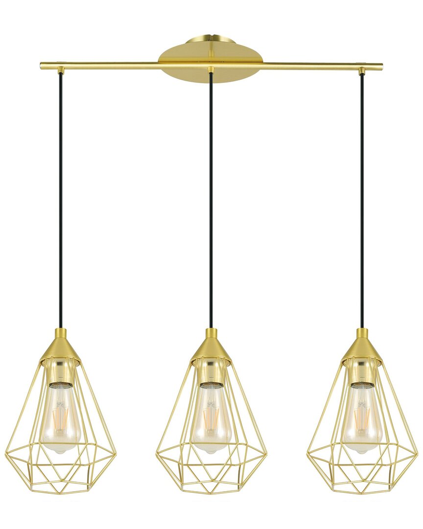 Eglo Tarbes 3 Light Linear Pendant With Brushed Brass Finish With Black Accents
