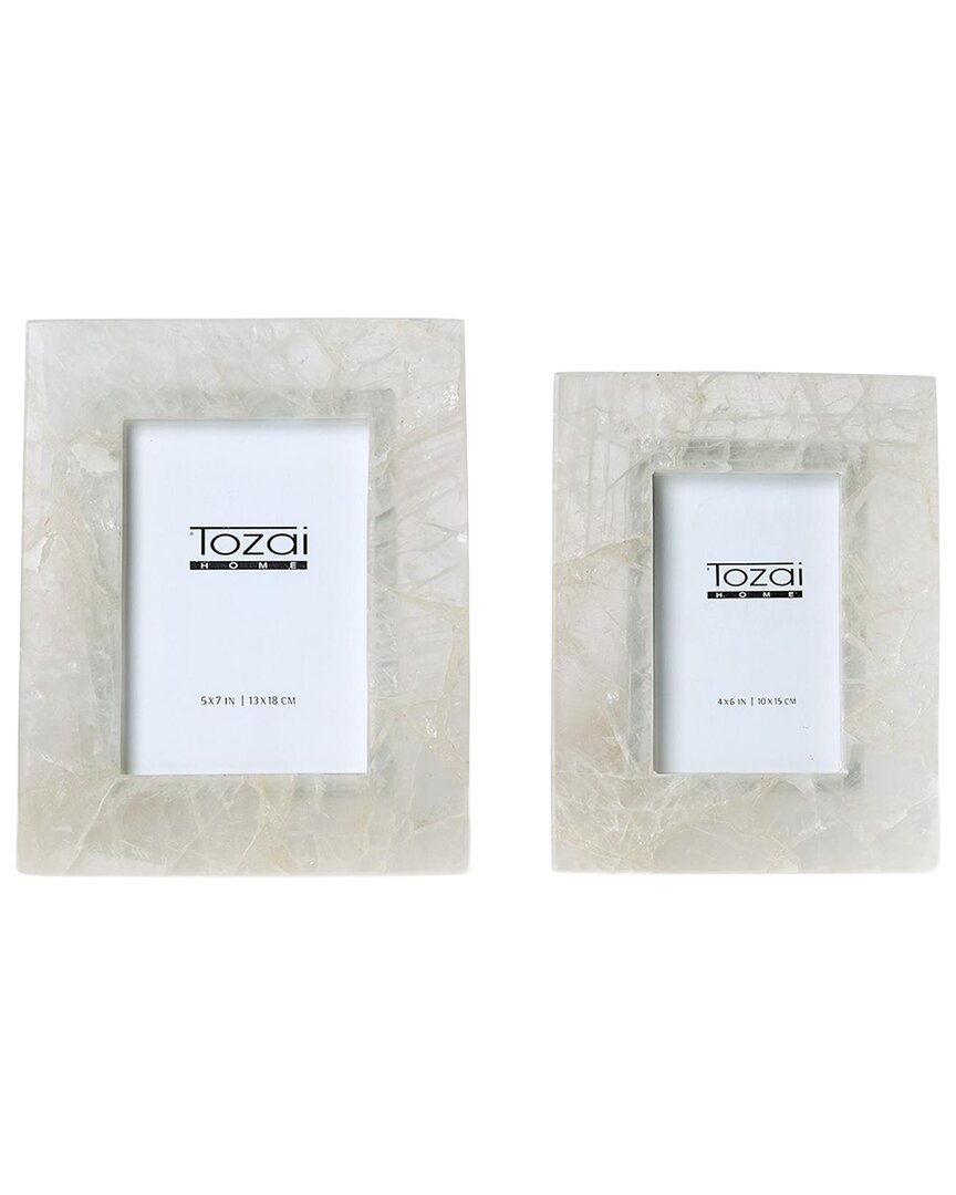 Tozai Home Quartz Set Of 2 Photo Frames In White