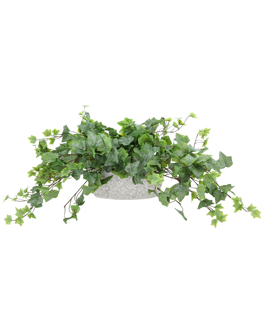 Creative Displays Handmade Faux Ivy In Decorative Stone Vase In Green
