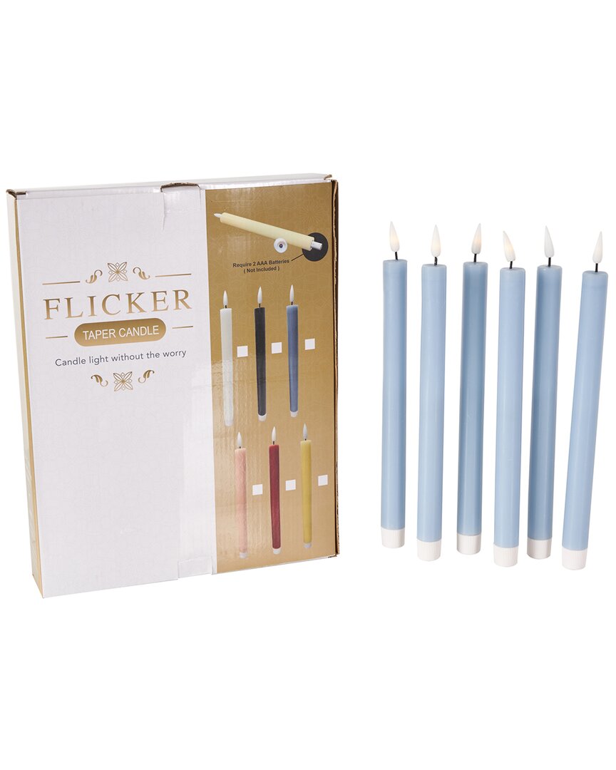 Peyton Lane Set Of 6 Flameless Candles In Blue